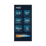 Лампа cветодиодная Luazon Lighting, A60, 11 Вт, E27, 990 Лм, 3000 K, теплый белый