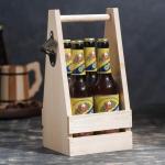 Ящик для пива 15,5х15,5х33 см под 4 бутылки, натуральный