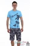 Костюм мужской Гавайи голубой (шорты и футболка)