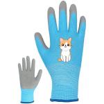 Перчатки нейлоновые детские "Little gardener-Котик" с полиуретановым покрытием полуоблитые, голубые M р-р ДоброСад
