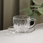 Набор чайный из стекла «Блаженство», 6 предметов: чайник 600 мл, чаша 150 мл, блюдце d=12см, подставка 12?6,5 см