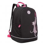 Рюкзак школьный, 38 х 28 х 18 см, Grizzly 363, эргономичная спинка, чёрный/розовый RG-363-11_1