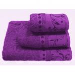 набор махровых полотенец "жаккард" 3 шт фиолетовый