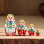 Матрёшка "С васильками", 4 кукольная, 7х4x3,5 см