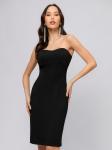 Платье-футляр черное длины миди со съемными объемными рукавами
