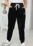 Спортивные штаны женские 9009 "Однотонные-Мех+Эмблема" Черные
