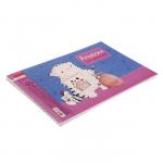 Альбом для рисования А4, 32 листа на гребне "Приключения кота Пирожка", обложка мелованный картон, перфорация на отрыв, блок 100 г/м2, 5 дизайнов МИКС