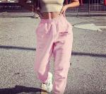 Спортивные штаны женские 4004 "Мелкие Надписи" Розовые