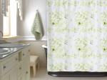 Занавеска (штора) Giardino для ванной комнаты тканевая 180х200 см., цвет белый и зеленый