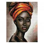 Алмазная мозаика ТРИ СОВЫ Африканская женщина, 30*40 см, холст, картонная коробка с пластиковой ручкой, АМ3040_47544