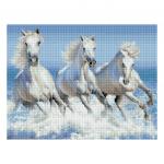 Алмазная мозаика ТРИ СОВЫ Белая тройка лошадей, 40*50 см, холст на деревянном подрамнике, картонная коробка с пластиковой ручкой, АМП4050_47618