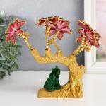 Сувенир от сглаза "Цветущее дерево. Слон со слитком золота" золото, красный 17 см