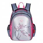Рюкзак каркасный 39 х 29 х 17 см, Across 410, наполнение: мешок, пенал, серый/розовый ACR22-410-11