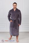 Мужской велюровый халат с шалькой серый ВМ-03 (11)