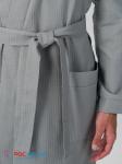 Мужской укороченный вафельный халат с планкой серый В-05 (20)