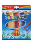 Цветные карандаши KEYROAD 24цв, трехгранные, корпус с принтом, картонный футляр