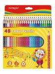 Цветные карандаши KEYROAD 48цв, трехгранные, корпус с принтом, картонный футляр
