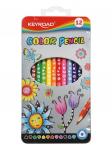 Цветные карандаши KEYROAD 12цв, трехгранные, корпус с принтом, металлический футляр