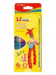 Цветные двусторонние карандаши KEYROAD 12шт/24цв, трехгранные, корпус с принтом, картонный футляр