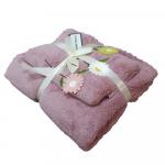 Набор полотенец с вышивкой микрофибра пепельно - розовый (2 шт.)