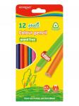 Цветные пластиковые карандаши KEYROAD Jumbo 12цв., трехгранные утолщенные, картонный футляр