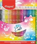 Цветные карандаши декорированные, пластиковые, 24 цвета MAPED MINI CUTE, картонный футляр