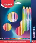 Цветные карандаши декорированные, деревянный корпус  MAPED NIGHTFALL  24 цвета, картонный футляр