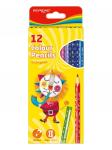 Цветные карандаши KEYROAD 12цв, трехгранные, корпус с принтом, картонный футляр