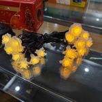 Гирлянда для улицы "Нежный цветок" 3 м 20 ламп LED чёрный провод, 2 реж.,IP-55, Теплый белый (солнечная батарея)