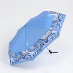 Зонт автоматический «Орнамент», облегчённый, сатин, 3 сложения, 8 спиц, R = 52 см, цвет голубой