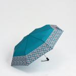 Зонт автоматический «Узорчик», облегчённый, эпонж, 3 сложения, 8 спиц, R = 52 см, цвет изумрудный