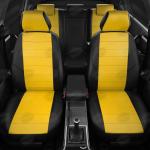 Авточехлы для Ford Fiesta MK5 с 2001-2008 г., хэтчбек, перфорация, экокожа, цвет жёлтый, чёрный