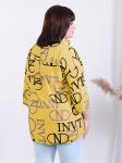 Рубашка женская желтая с принтом больших размеров