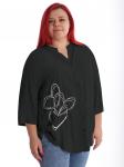 Туника-рубашка большого размера женская черного цвета