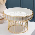 Подставка для десертов керамическая на металлической подставке «Богема. Gold», 26?16,5 см, цвет белый