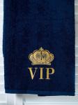 Полотенце с вышивкой 70*140 "VIP" темно-синее