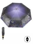 Зонт женский ТриСлона-L 3823 А,  R=58см,  суперавт;  8спиц,  3слож,  набивной "Эпонж",  фиолет/черный  (цветы)  253943