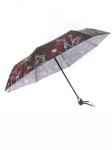 Зонт женский ТриСлона-L 3823 А,  R=58см,  суперавт;  8спиц,  3слож,  набивной "Эпонж",  бордо/черный  (цветы)  253941