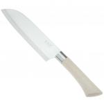 "Мрамор" Нож кухонный 175мм из нержавеющей стали, широкое лезвие, пластмассовая ручка, цвета в ассортименте: бежевый, коралловый, в блистере (Китай)