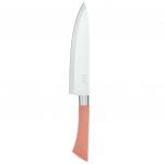 "Мрамор" Нож кухонный 195мм из нержавеющей стали, широкое лезвие, пластмассовая ручка, цвета в ассортименте: бежевый, коралловый, в блистере (Китай)