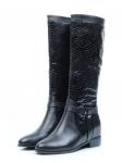 02-6352-R114 BLACK Сапоги демисезонные женские (натуральная кожа, байка)