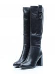 02-S7162 BLACK Сапоги демисезонные женские (натуральная кожа, байка)