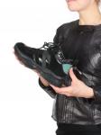 01-CSJ33-1 BLACK/GREEN Ботинки спортивные демисезонные женские (натуральная замша, байка)