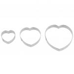 Форма для печенья из нержавеющей стали "Сердце" набор 3 штуки: 7,5х8х1,3 см; 5,8х5,8х1,3 см; 3,8х3,8х1,3 см, в пластиковой коробке (Китай)