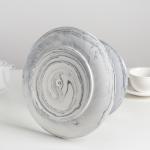 Блюдо керамическое 2-х ярусное «Мрамор», d=20,5/25 см, цвет серый