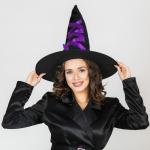 Карнавальная шляпа «Ведьма» фиолетовая лента