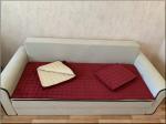 Дивандек для углового дивана набор, велюровые накидки цвет Бордовый