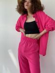 Костюм в пижамном стиле ярко-розовый