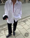 Рубашка базовая оверсайз с карманом белая BEK