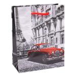 Пакет подарочный "Красная машина в Париже" с глянц. лам 11,5-14,5*6 см